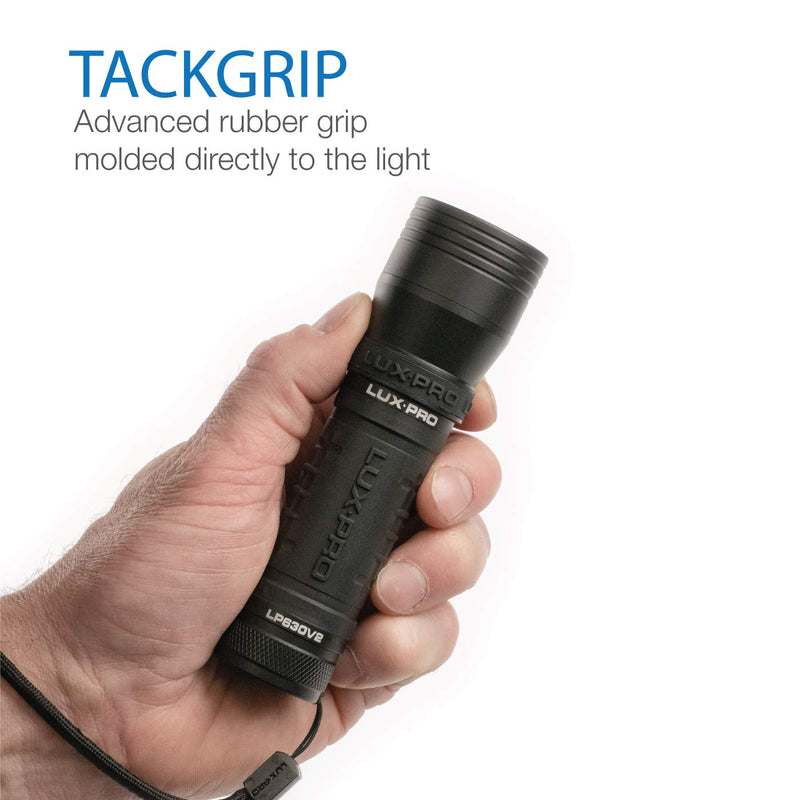 LUXPRO LP630V2 Ultra Bright 560 lm LED Focusing Handheld Flashlight, Batteries Included with TackGrip - NewNest Australia