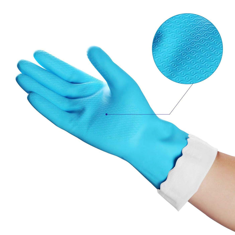 Household Cleaning Gloves - Reusable Kitchen Dishwashing Gloves with Latex Free, Cotton lining, Waterproof, Non-Slip (Medium, 2 Pairs) Medium (2 Pair) Blue+pink - NewNest Australia