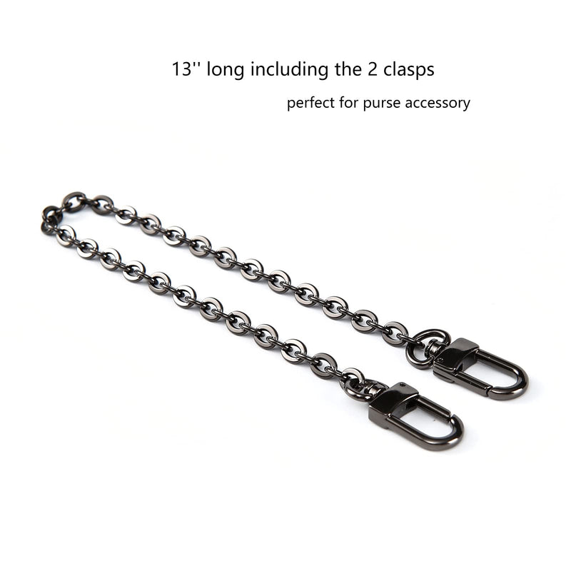 Mini Copper Purse Chain Shoulder Crossbody Strap Bag Accessories Charm Decoration (Black, 13'') Black 13'' - NewNest Australia