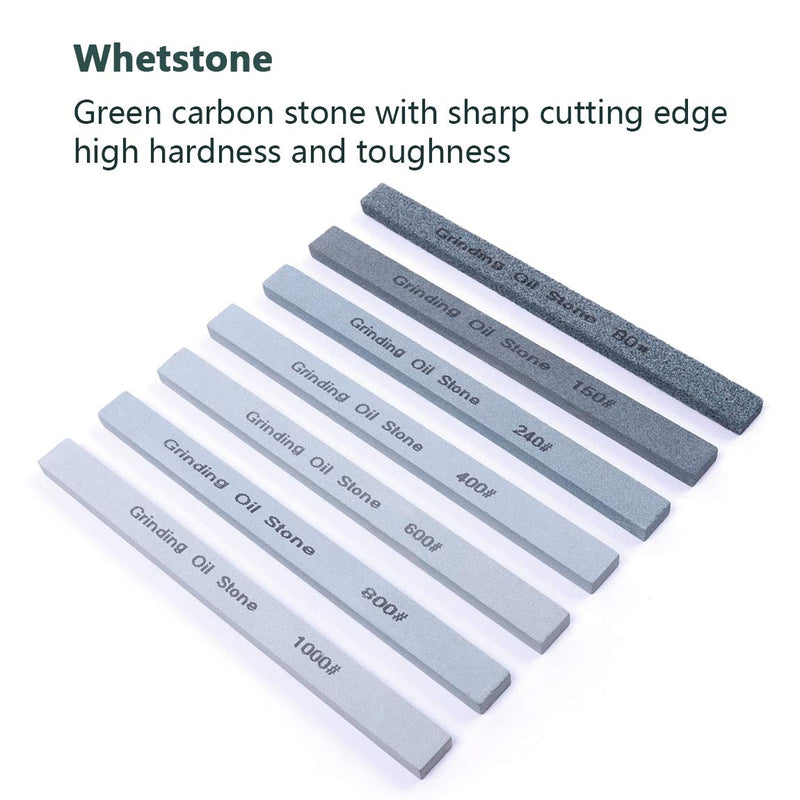 ATOPLEE Knife Sharpening Stone Set, Green Silicone Carbon Polishing Oilstone for Ceramic Painted Metal Grinding Grit 80#/150#/240#/400#/600#/800#/1000# [All Grits, 7pcs] Green,7pcs - NewNest Australia