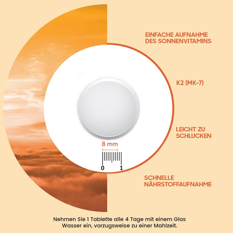 Premium Vitamin D3 + K2 Tablets ‚ 180 Pieces High Dose With 99.7+% All-Trans Mk-7 ‚ One Tablet Every 4 Days ‚ Laboratory Tested & Natural ‚ Vegetarian ‚ No Additives - NewNest Australia