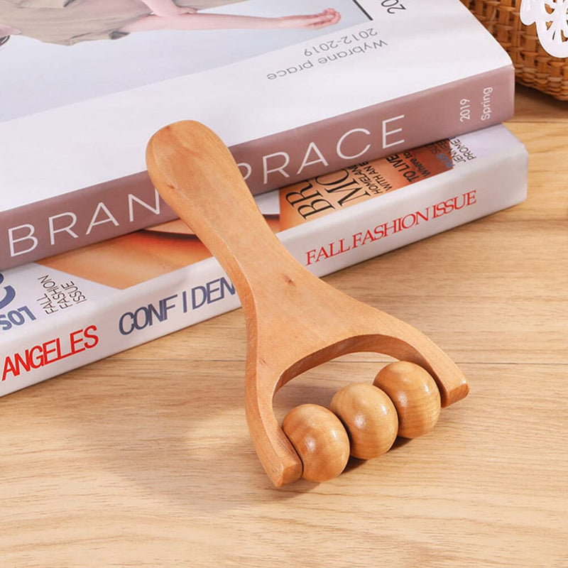Healvian 3-Piece Massage Roller Set Wooden Foot Massage Trigger Point Massager Three Beads Massage Roller Face Roller Massage For Neck Shoulder Legs Feet Face Back - NewNest Australia