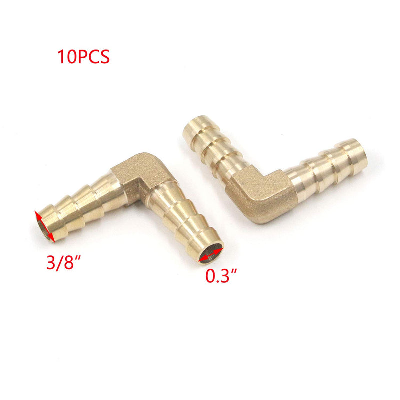 T Tulead 3/8" PEX Barb Fitting Brass Pipe Fitting Water Pipe Adapter Elow Plumbing Fitting 10PCS - NewNest Australia