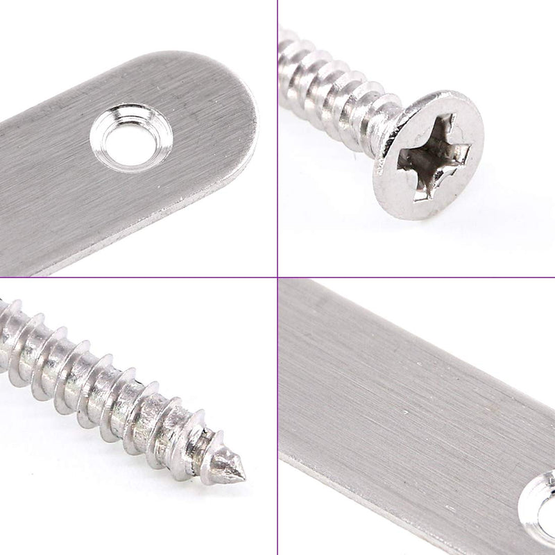 115Pcs 3 Sizes Stainless Steel Flat Straight Brace Brackets Metal Shelf Support Brackets Joining Plate with Screws Perfect for Mending Repair Plates Fixing Bracket Connector - 50mm/ 80mm/ 100mm - NewNest Australia