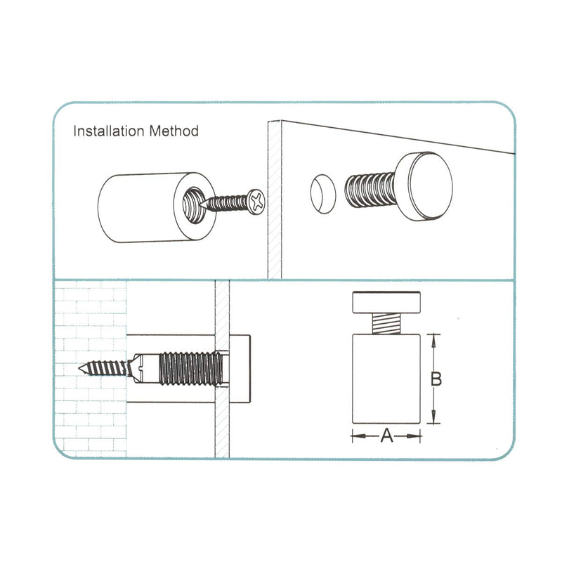 Aluminum Sign Standoff,1/2" x 3/4",Silver Aluminum,Acrylic Standoff Mounting Hardware, for Glass Panel, Acrylic Panel,Pack of 4 Silver 1/2" x 3/4" - NewNest Australia