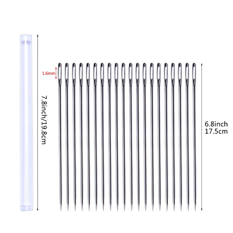 20 Pack 6.8inch/17.5cm Long Sewing Needles, Embroidery Needles Large Eye Stitching Needles, Long Needle, Upholstery Needles for Quilting Darning Bead Loom Beading Doll Making Sewing Art Crafts - NewNest Australia