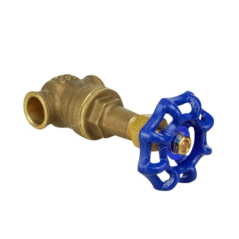 Midline Valve I44D256 Long Bonnet Gate Valve with Wheel Handle, Heavy Duty, Lead Free, Water Shutoff 3/4 in. Sweat Connections, Cast Brass Single Pack 3/4 in. - NewNest Australia