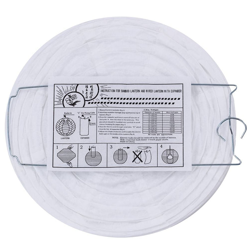 Supla 20 Pack Chinese White Paper Lantern Hanging Paper Lanterns White Round Paper Lanterns 4” 6” 8” 10” 12” White Hanging Lanterns Wedding Party Decorations - NewNest Australia