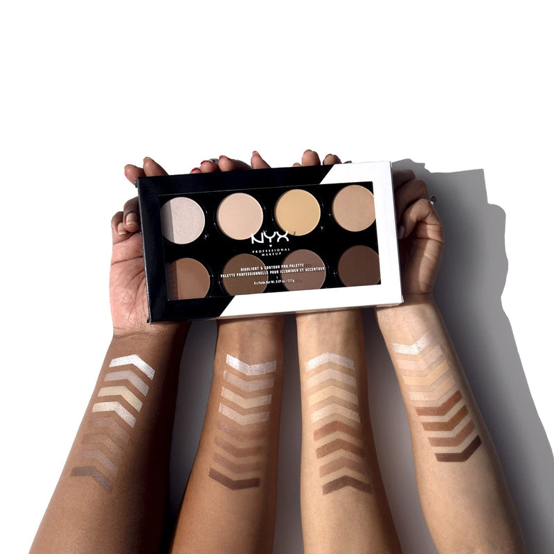 NYX Professional Makeup Highlight & Contour Pro Palette, Powder Contour Kit, Eight Blendable Matte and Pearly Shades Individual - NewNest Australia