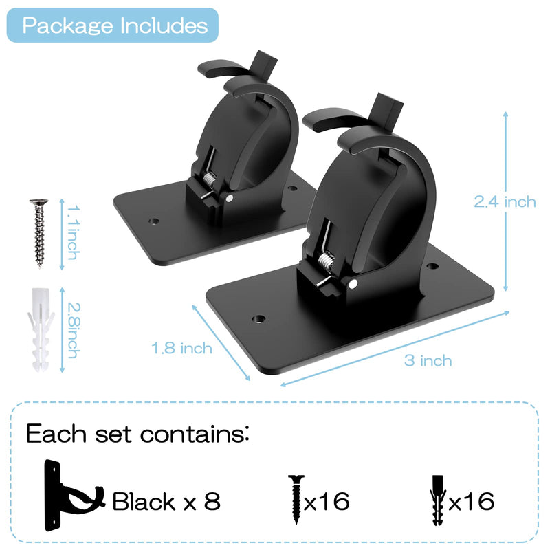 AMZONHOME 8 Pieces Self Adhesive Curtain Rod Bracket, Universal Plastic Curtain Rod Holders, No Drill Curtain Rod Brackets Curtain Rod Hooks for Bathroom, Bedroom, Livingroom, Kitchen (Black) 8 Pcs Black - NewNest Australia