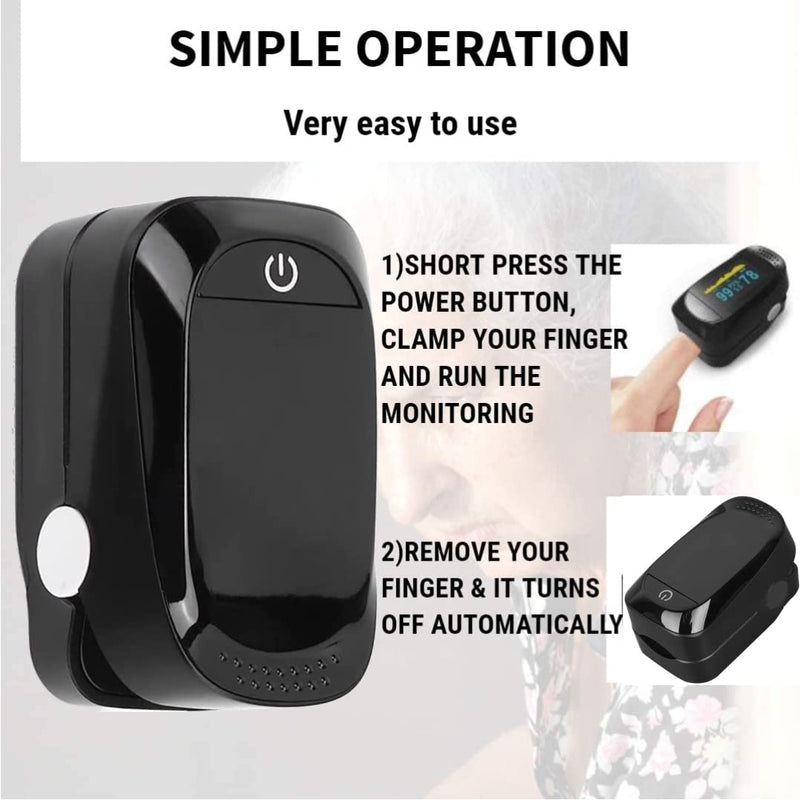 Finger Pulse Oximeter for home use UK CE Approved Spinegear Portable Fingertip Blood Oxygen Saturation Monitor - Heart Rate SpO2 Level meter - Oled screen sats probe with Lanyard (Black) - NewNest Australia