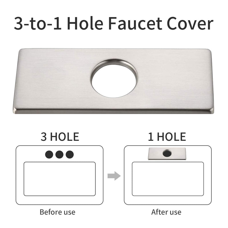 KAIYING 6" Hole Cover Deck Plate for Bathroom Vanity Sink, 3-to-1 Bathroom Faucet Escutcheon Plate, Rectangle, Stainless Steel (Brushed Nickel) Brushed Nickel - NewNest Australia