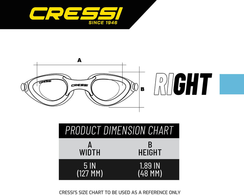 Cressi Adult Swimming Goggles with Flat Lenses for Natural Vision | Right Made in Italy Clear Lenses Clear/Clear - NewNest Australia