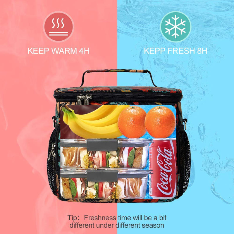 Insulated Lunch Bag for Women/Men - Reusable Lunch Box for Office Work School Picnic Beach - Leakproof Cooler Tote Bag Freezable Lunch Bag with Adjustable Shoulder Strap for Kids/Adult - Flamingo Medium Autumn - NewNest Australia