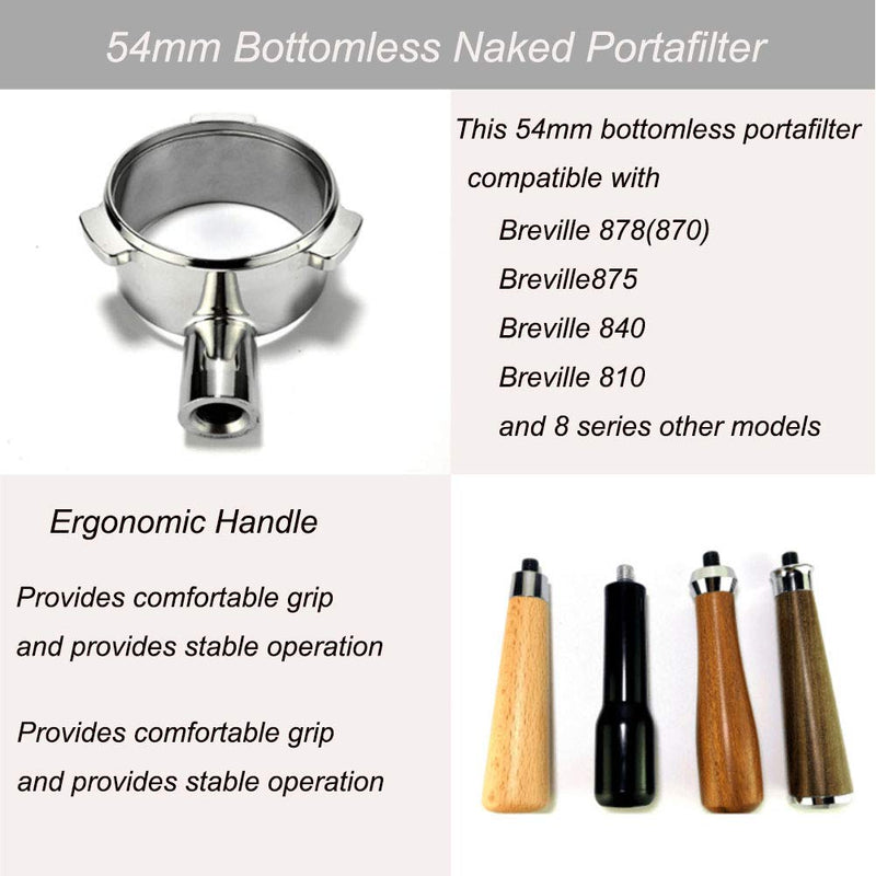 Bestine 54MM Stainless Steel Naked Bottomless Portafilter Compatible for Breville Espresso Machine 870/875/878/880 with Basket Filter - NewNest Australia