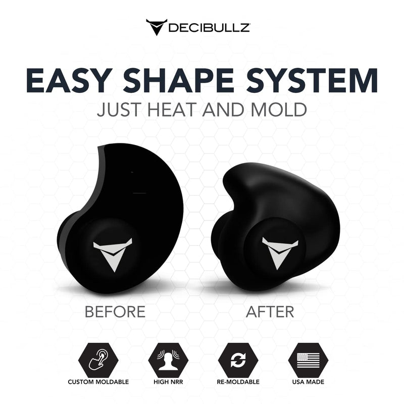 Decibullz - Custom Molded Earplugs, 31dB Highest NRR, Comfortable Hearing Protection for Shooting, Travel, Work and Concerts Black - NewNest Australia