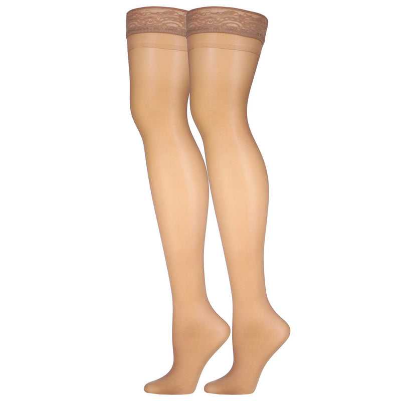 Truform Sheer Compression Stockings, 8-15 mmHg, Women's Thigh High Length, 20 Denier, Beige, Large Large (Pack of 1) - NewNest Australia