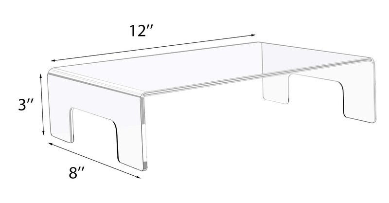 NewNest Australia - Jusalpha Clear Acrylic Display Riser with Tray Handles for Laptop, Food Display, 3" x 12" x 8" 