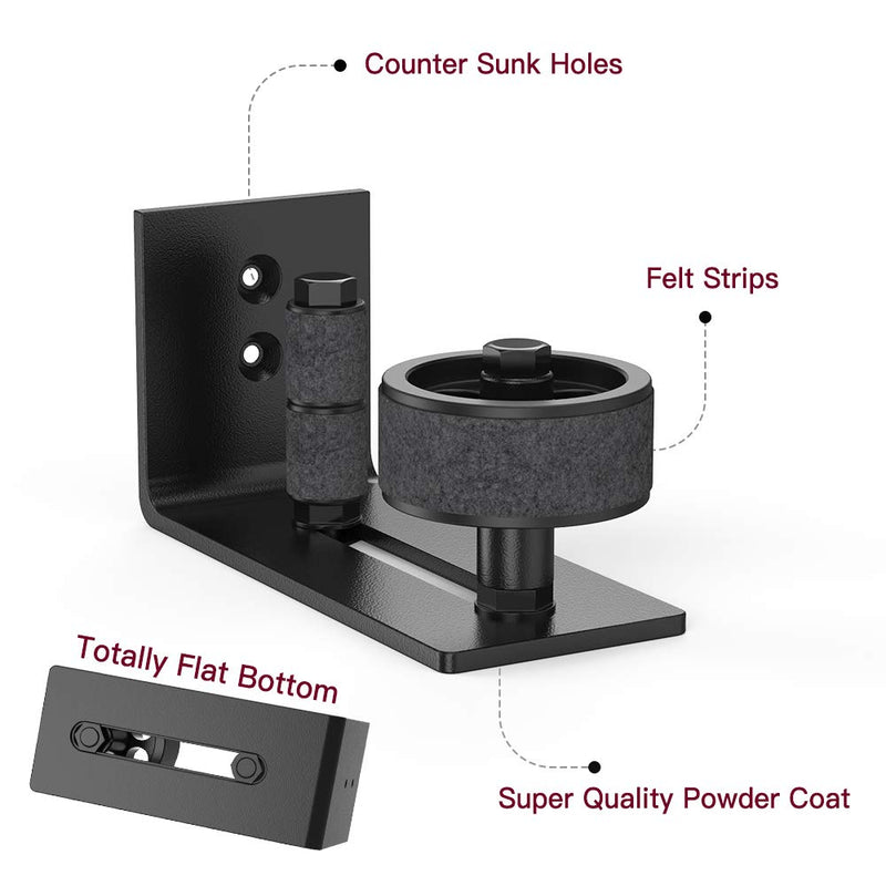 skysen Barn Door Floor Guide Wall Mount Stay Roller,8 Setup Options, Flush Bottom,Black Powder Coated,Felt Strip, Countersunk Holes for Barn Door(706) - NewNest Australia