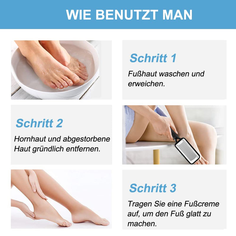 WUJUN 2Pcs Foot Files Foot Pedicure Kit, Stainless Steel Foot Rasp and Dual Sided Foot File Hard Skin Remover Professional Foot Care Tool Both Wet and Dry Cracked Feet - NewNest Australia