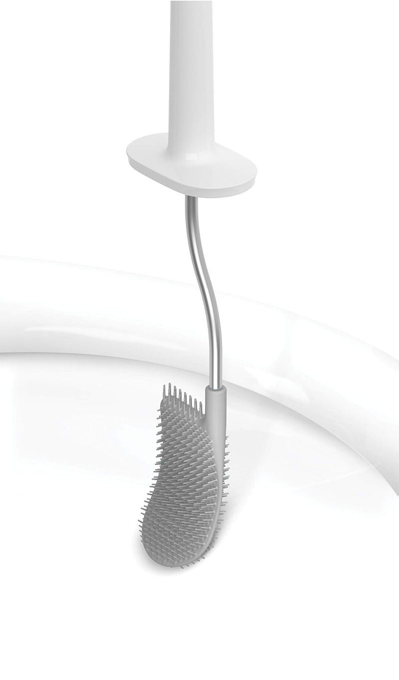 NewNest Australia - Joseph Joseph 70515 Flex Toilet Brush with Slim Holder Flexible Anti-Drip, Gray With Holder 