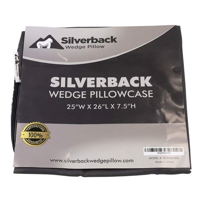 NewNest Australia - Silverback Wedge (size : 25"W X 26"L X 7.5"H) - 100% Egyptian Cotton Replacement Pillow Case, Fits Our 7.5" Luxurious 2" Pillow Wedge - Universal Fit For Wedges Up To 27.5"W x 27.5"L x 8"H (Gray) Gray 