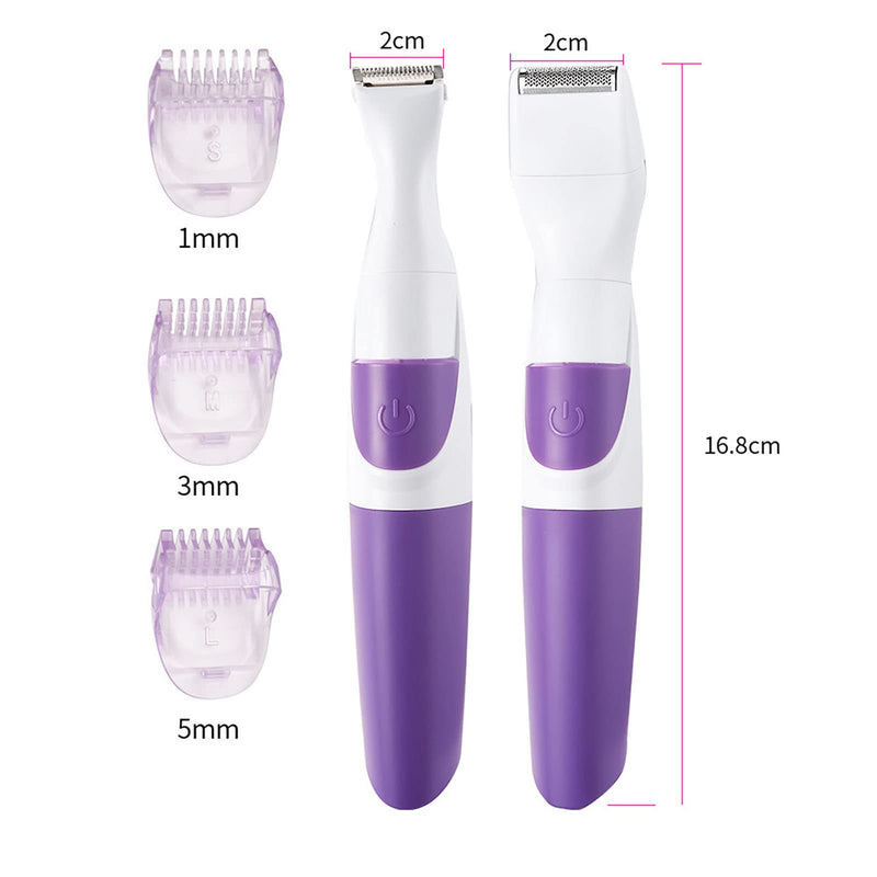 Wireless Bikini Trimmer for Women with 3 Trimming Combs, 2 in 1 Hair Removal Trimmer (Purple) - Waterproof - NewNest Australia