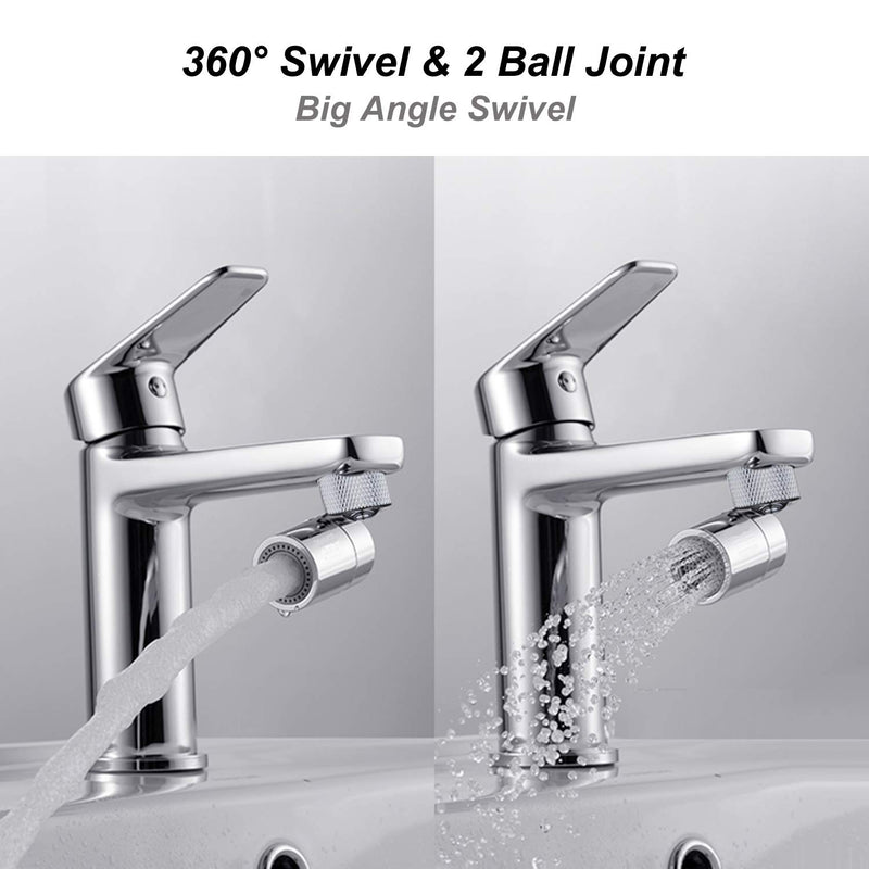 Hibbent Dual-function Female Faucet Aerator, 1.8 GPM Extra Big Angle Rotate Kitchen Sink Aerator Sprayer Head 360 Degree Swivel Kitchen Sink Sprayer Attachment-55/64 Inch-27UNS Female Thread-Chrome - NewNest Australia