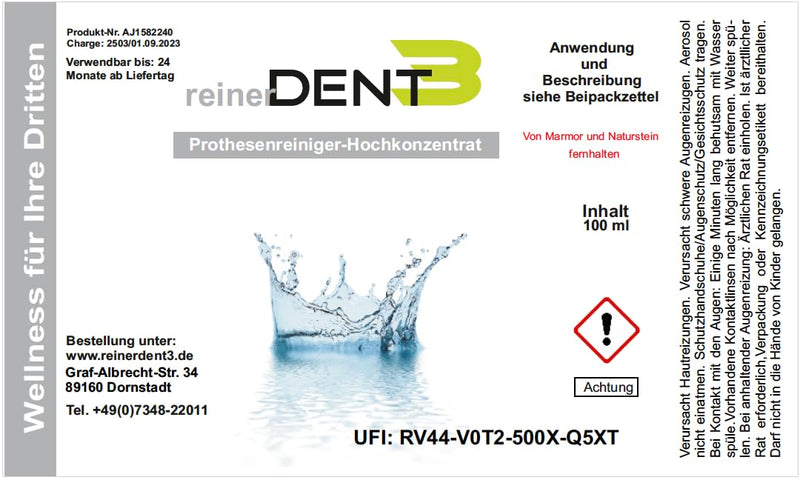 reinerDENT3 denture cleaner high concentrate - NewNest Australia