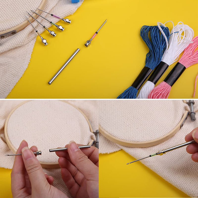 Jupean Embroidery Punch Needle, 156 Pcs Punch Needle Tool with Needle Punch, 110 Pcs Embroidery Thread, Embroidery Hoops, Embroidery Needles, Punch Needle Kit for Beginners - NewNest Australia