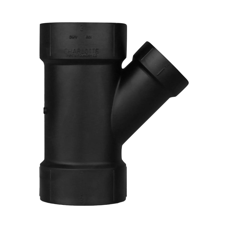 Charlotte Pipe 3" X 3" X 2" Wye Pipe Fitting - Reducing (Hub x Hub) Schedule 40 ABS DWV (Drain, Waste and Vent) Durable, Easy to Install, and High Tensile for Home or Industrial Use (Single Unit) 3" X 3" X 2" (EA Qty: 1) Black - NewNest Australia