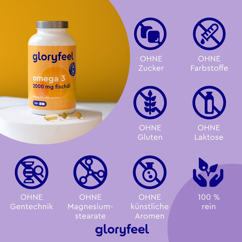 Omega 3 capsules - 2000mg high dose fish oil - With 660mg EPA and 440mg DHA - In triglyceride form - Essential omega-3 fatty acids - Support for the brain, heart and vision* - Sustainable fishing - NewNest Australia