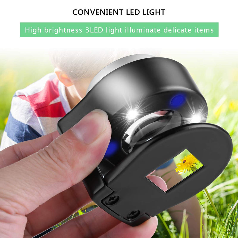30X Coin Magnifier, USB Rechargeable 6 Lights Portable Metal Eye Loupe Sewing Magnifying Glass for Textile Optical Jewelry Tool Coins Currency Stamps (Black) - NewNest Australia