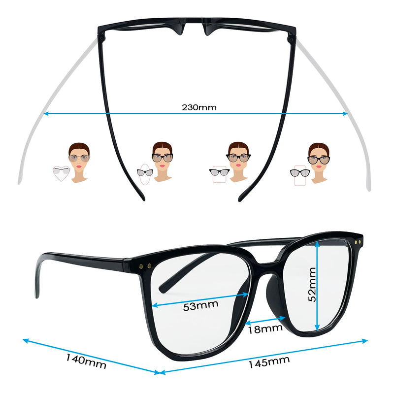 Mesybveo Pack of 2 blue light filter glasses, computer glasses, blue light blocking glasses, reading glasses with large lens width, gaming without strength glasses, blue light filter for men and women - NewNest Australia