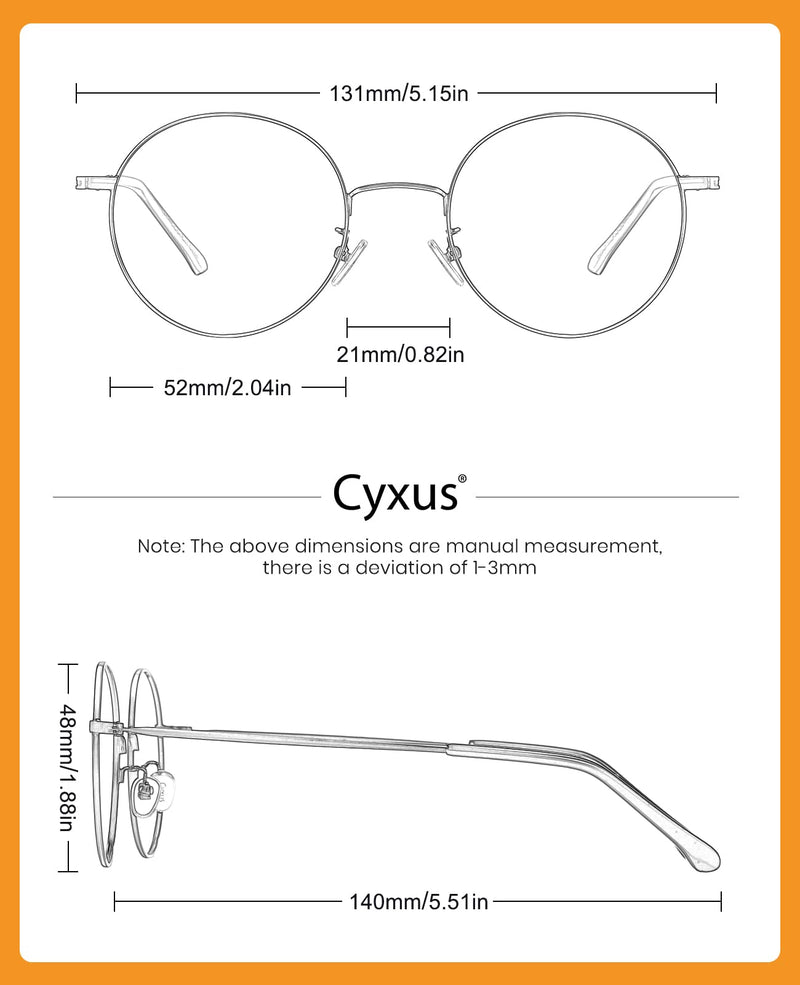Cyxus Round Blue Light Glasses for Men Women Wire Frame UV Blocking Computer Glasses Clear Lens Metal Eyewear Ultra Light Relieve Digital Screen Eye Strain, Headache 00 - Black - NewNest Australia