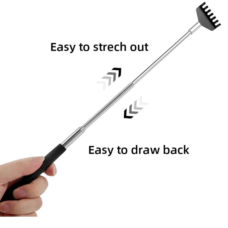 Back Scratcher, WOVTE 3 Pack Black Portable Extendable Stainless Steel Telescoping Back Massager for Adults Men Women Itch Relief (7.87 to 26.77 Inch) - NewNest Australia