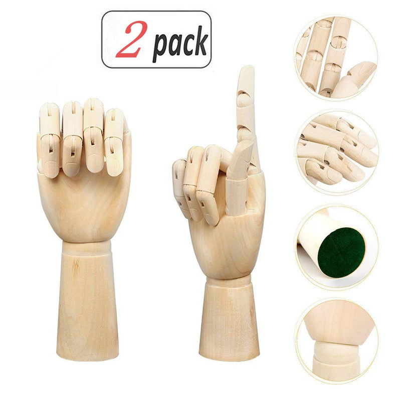 Alikeke 2 Pcs Wooden Hand Model Flexible Moveable Fingers Manikin Hand Figure Both Left and Right Hand for Sketching Drawing Home Office Desk Posable Joints Kids Children Toys Gift 10 INCH - NewNest Australia
