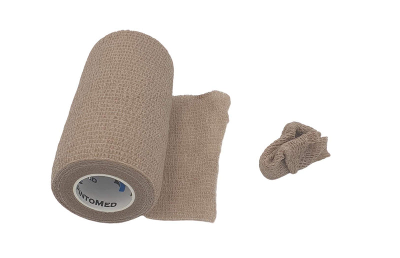Pintomed Self-Adhesive Bandage Stretched - 10 X Beige Bandages Rolls - 10 Cm X 4.5 M Cohesive Bandage Bandage Fixation Bandage Self-Adhesive Health Plaster Sports Tape Piece For Wrist Leg Arm Vet Wrap - NewNest Australia