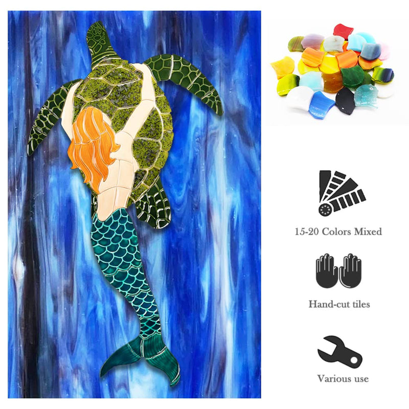 LITMIND 160 Pieces Precut Fan-Shaped Petal Mosaic Tiles, Glass Craft Flower Leaves Stained Glass Supplies, Garden Glass Mosaic Making Supplies for DIY Crafts, Stained Glass Kits - NewNest Australia