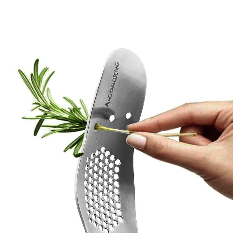 NewNest Australia - AmDONGKING Garlic Press Rocker & Leaf Herb Stripper with Silicone Roller Peeler and Bottle Opener, Stainless Steel Garlic Crusher Chopper Squeezer Slicer Mincer Press. Garlic Rocker & Herb Stripper -13 