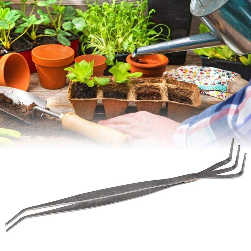 2-in-1 Bonsai Root Rake with Tweezer, 3-Prong Stainless Steel Loosen Soil Bonsai Tree Tools with Ergonomic Handle for Outdoor Garden - NewNest Australia