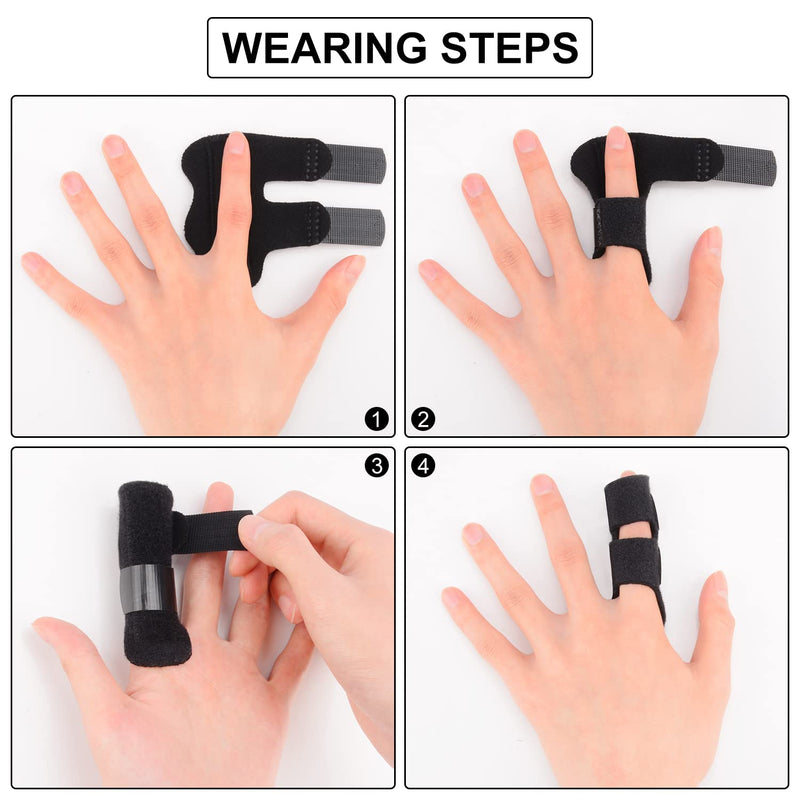 supregear Finger Splint, 2 Pack Adjustable Reusable Trigger Finger Splint Finger Support with Removable Aluminum Rod for Index/Middle/Ring/Little Finger, Black (2 Pack) - NewNest Australia
