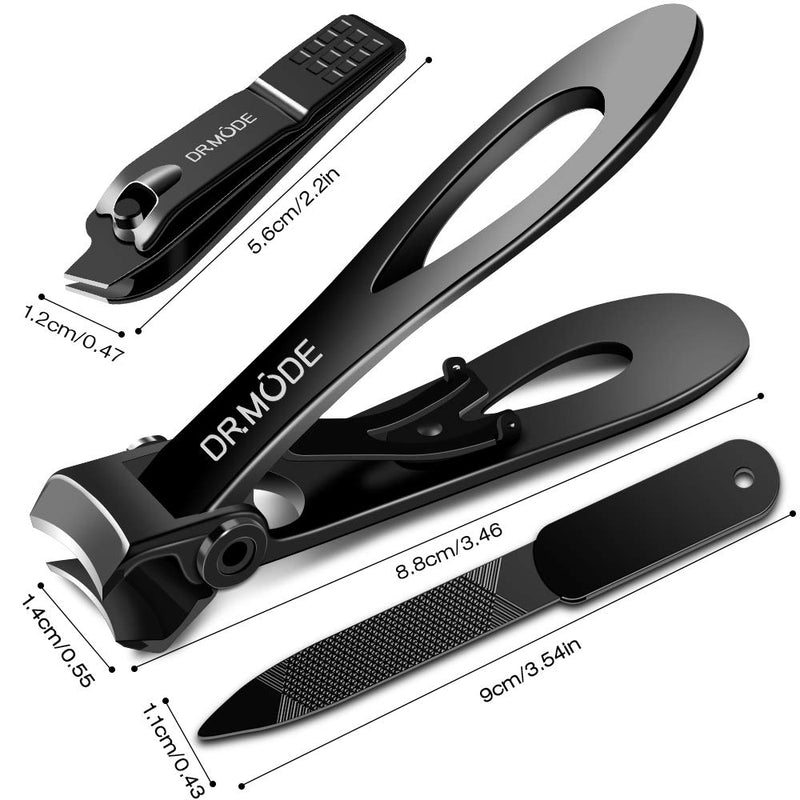 Nail Clippers - DRMODE 15mm Wide Jaw Opening Stainless Steel Fingernail and Toenail Clippers for Thick Nail with Nail File, Slant Edge Cutter for Seniors & Men & Women Big Set 3 Count (Pack of 1) - NewNest Australia