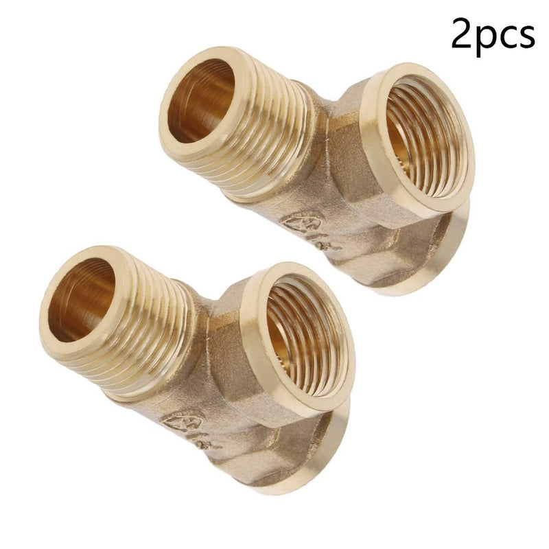 Aicosineg 2pcs 1/2PT Female x 1/2PT Female x 1/2PT Male Thread T Shaped Coupling Brass Tee Pipe Fitting Connector for Connect Water Pipes Oil Fuel Inert Gases Brass Tone - NewNest Australia