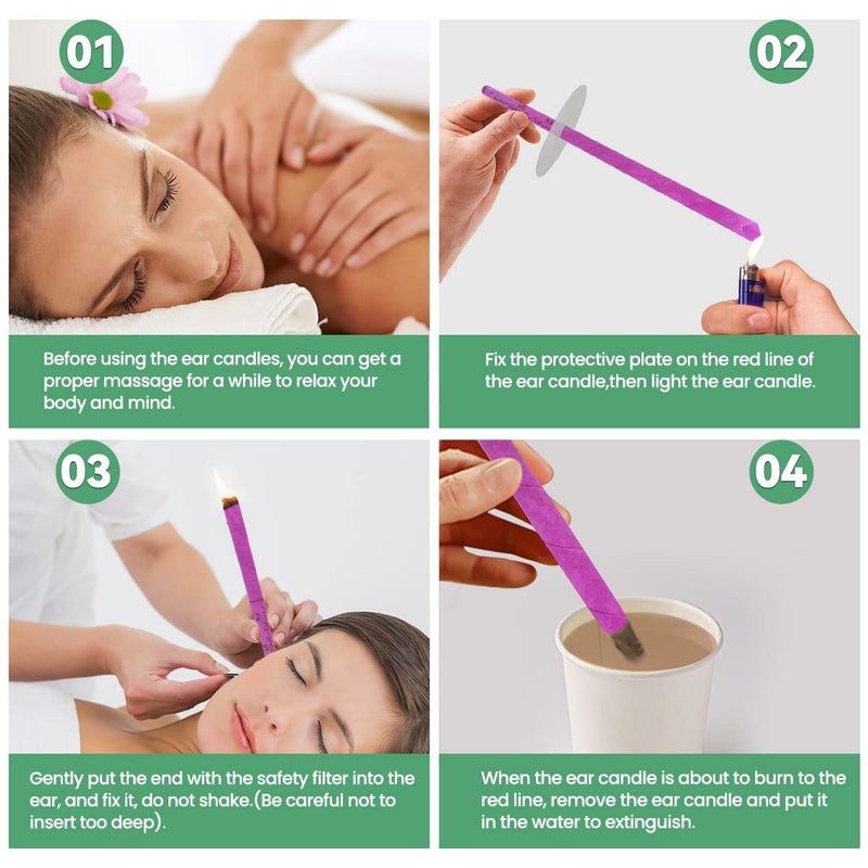 Hopi Ear Candles,Aucenix Pure Ear Candles Kit for Ear Blocked, Non-Toxic Cylinders Fragrance Hollow Cone Beeswax Candle Cones with 8 Protective Disks Tray+8 Cotton Swab 8 Colors - NewNest Australia