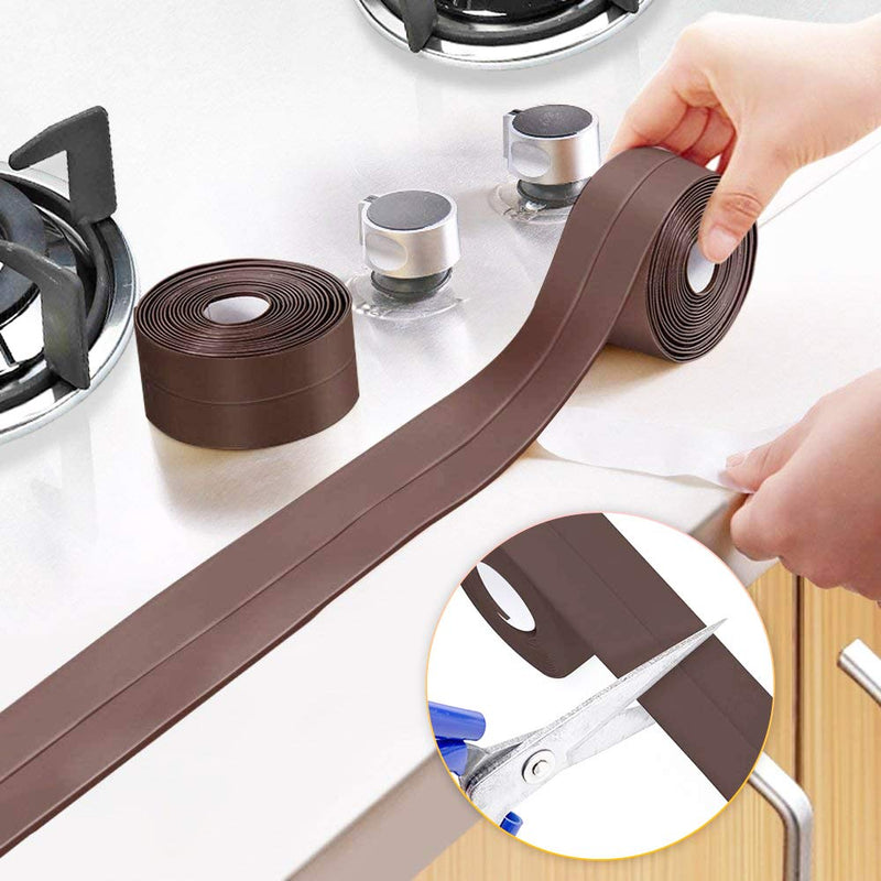 Caulk Strip PE Self Adhesive Tape for Bathtub Bathroom Shower Toilet Kitchen and Wall Sealing (W:38mm L:11Ft Brown) W:38mm L:11Ft Brown - NewNest Australia