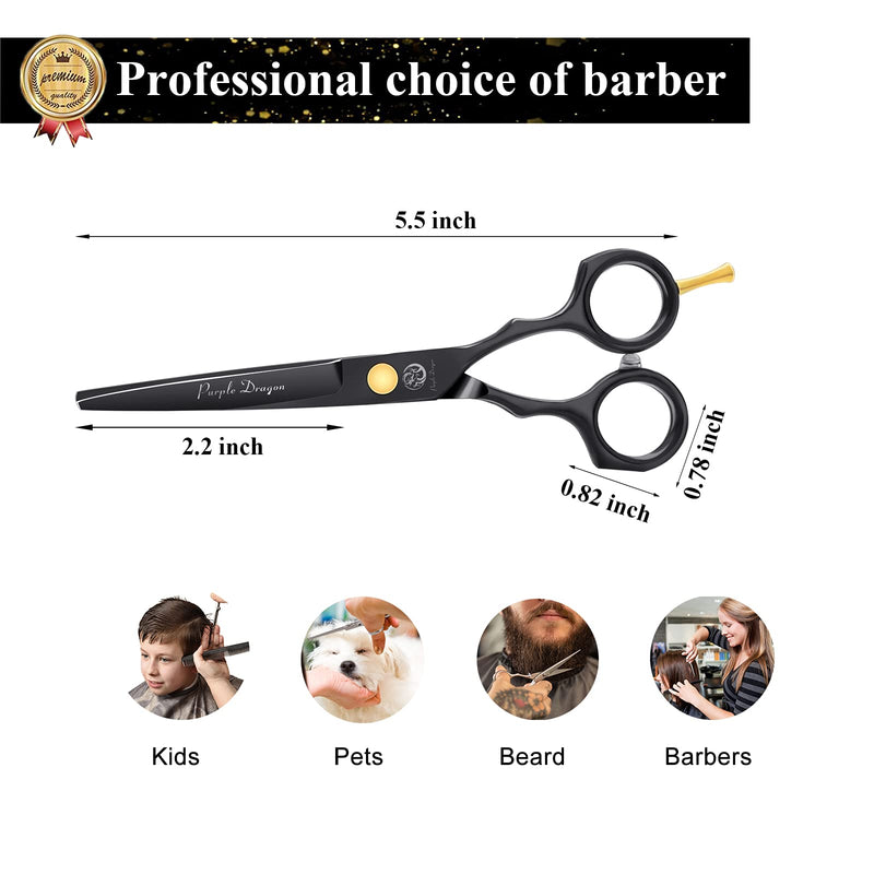 Purple Dragon Hair Scissors 5.5 Inch Professional Hairdressing Scissors Hairdressing Scissors Set Perfect Haircut for Men and Women Sharp Scissors for Barber/Hairdresser/Beginners (Black) Black - NewNest Australia