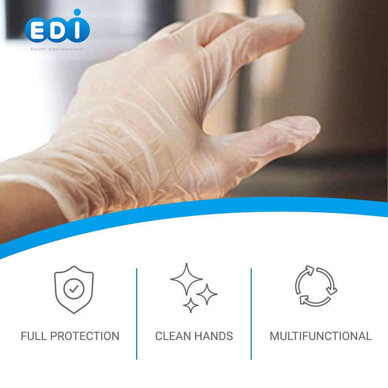EDI Disposable Vinyl Gloves (Clear) - Powder-Free, Latex-Free 100 Large - NewNest Australia