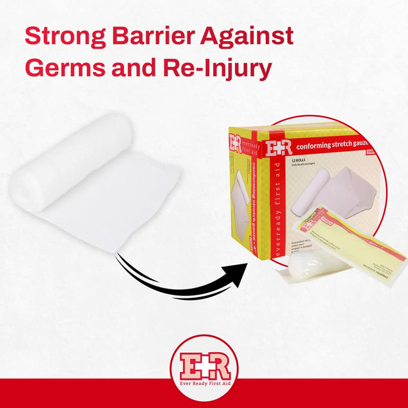 Ever Ready First Aid Sterile Conforming Gauze Roll Bandage - Box of 12-4 inch 4" - NewNest Australia