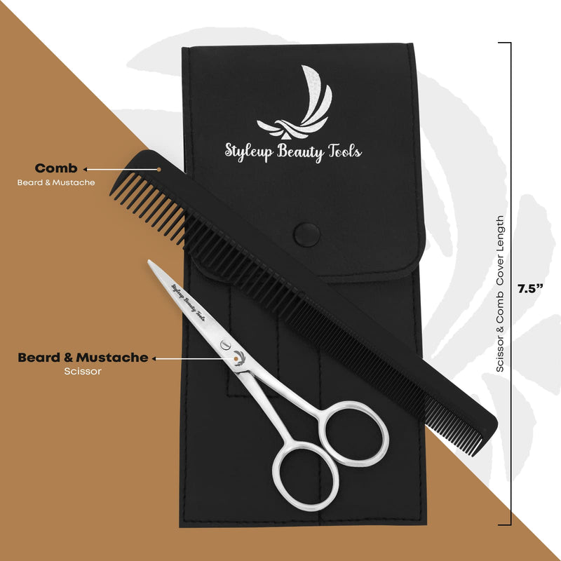 Stainless steel beard scissors with comb is for men - Small scissors are for nose ear and eyebrow hair - NewNest Australia